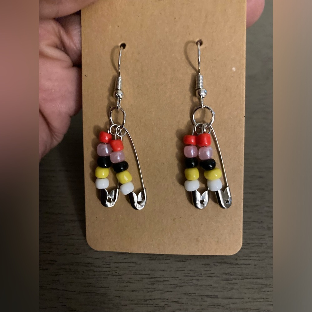 Handmade Hello Kitty safety pin 🧷earrings ,Hello Kitty Brooch